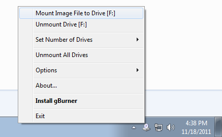 gBurner Virtual Drive 4.3 software screenshot