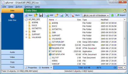 gBurner 4.3 software screenshot