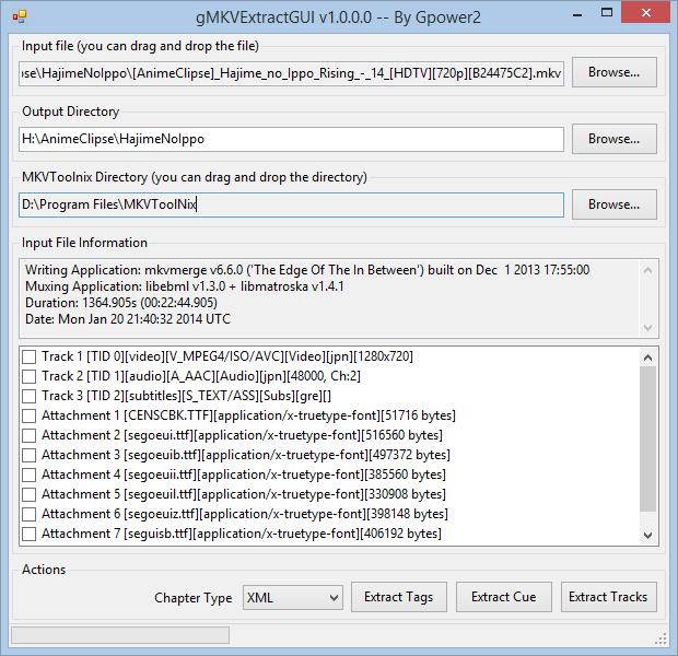 gMKVExtractGUI 1.9.2.0 software screenshot