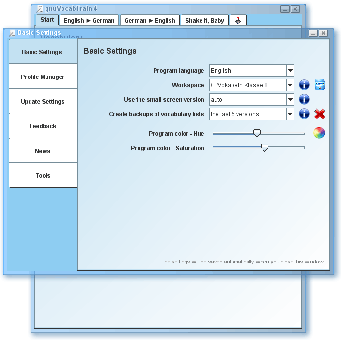 gnuVocabTrain Portable 4.0 software screenshot
