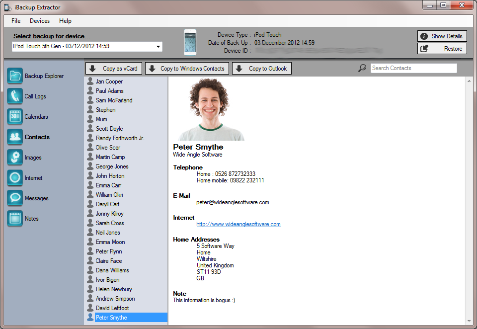 iBackup Extractor 2.19 software screenshot