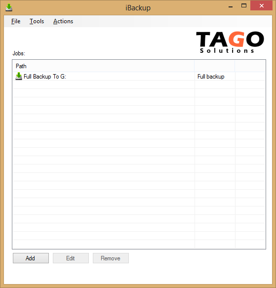 iBackup 1.0.0.0 software screenshot