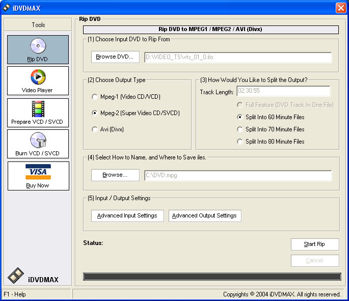 iDVDMAX 1.1 software screenshot