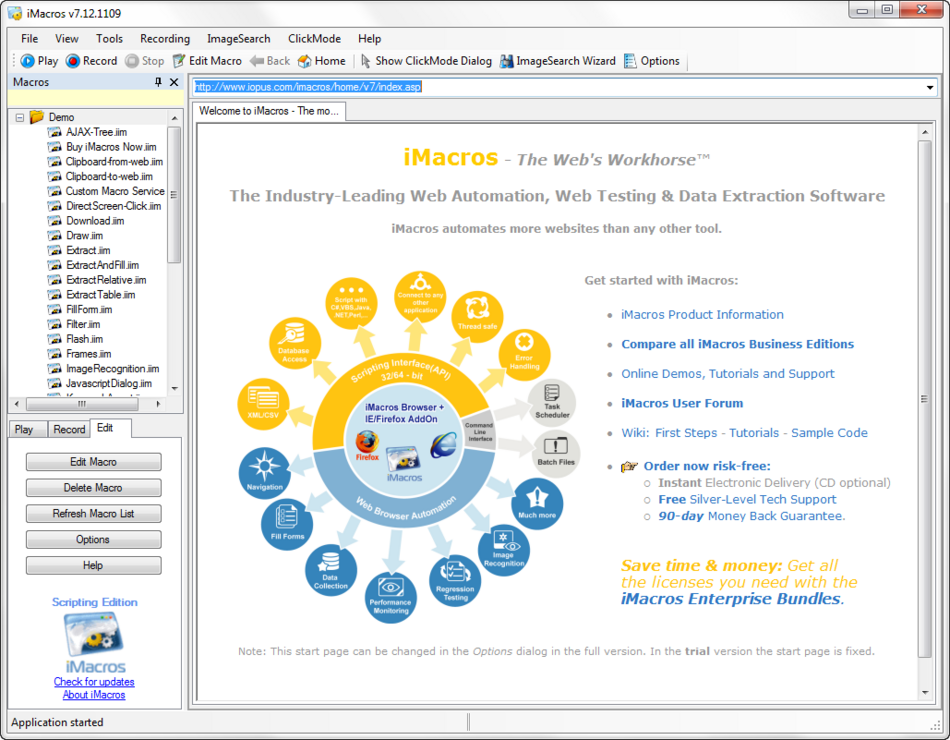 iMacros 11.1.495.5175 software screenshot