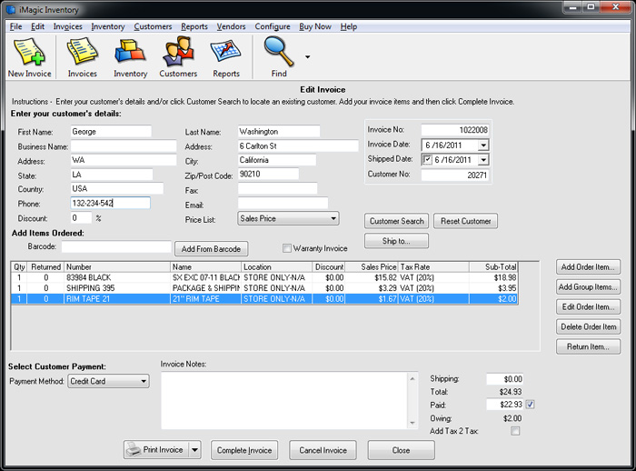 iMagic Inventory 5.25 software screenshot