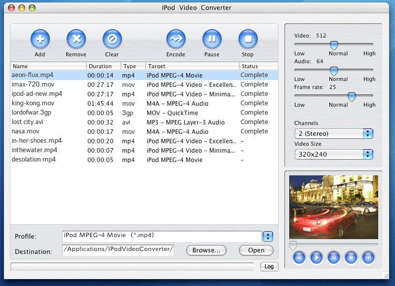 iPod Video Converter for Mac Pro 3.1 software screenshot