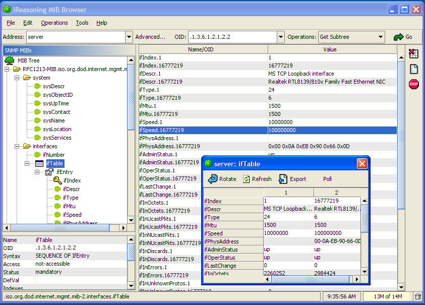 iReasoning MIB Browser Professional 9.5 Build 3601 software screenshot