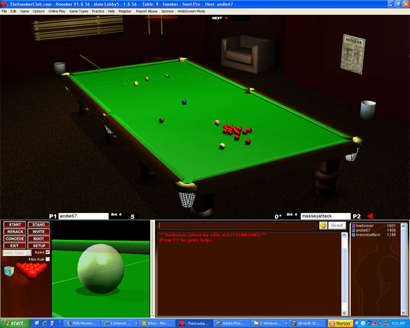 iSnooker 1.8.74 software screenshot