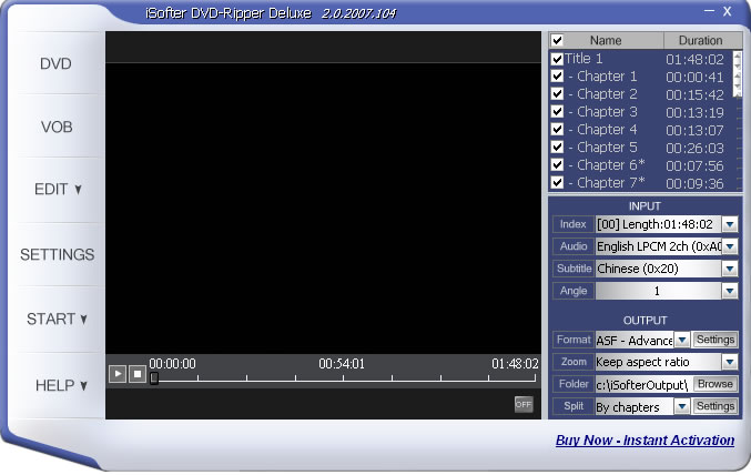 iSofter DVD Ripper Deluxe 3.0.2007.205 software screenshot