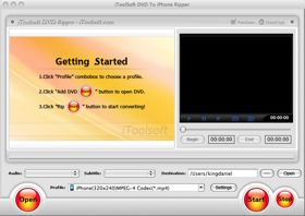 iToolSoft DVD to iPhone Ripper for Mac 3.1.1.1 software screenshot