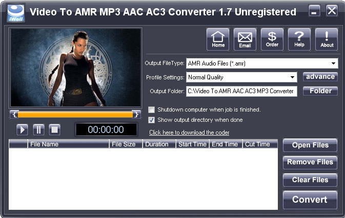 iWellsoft Video to AMR MP3 AAC Converter 2.0 software screenshot