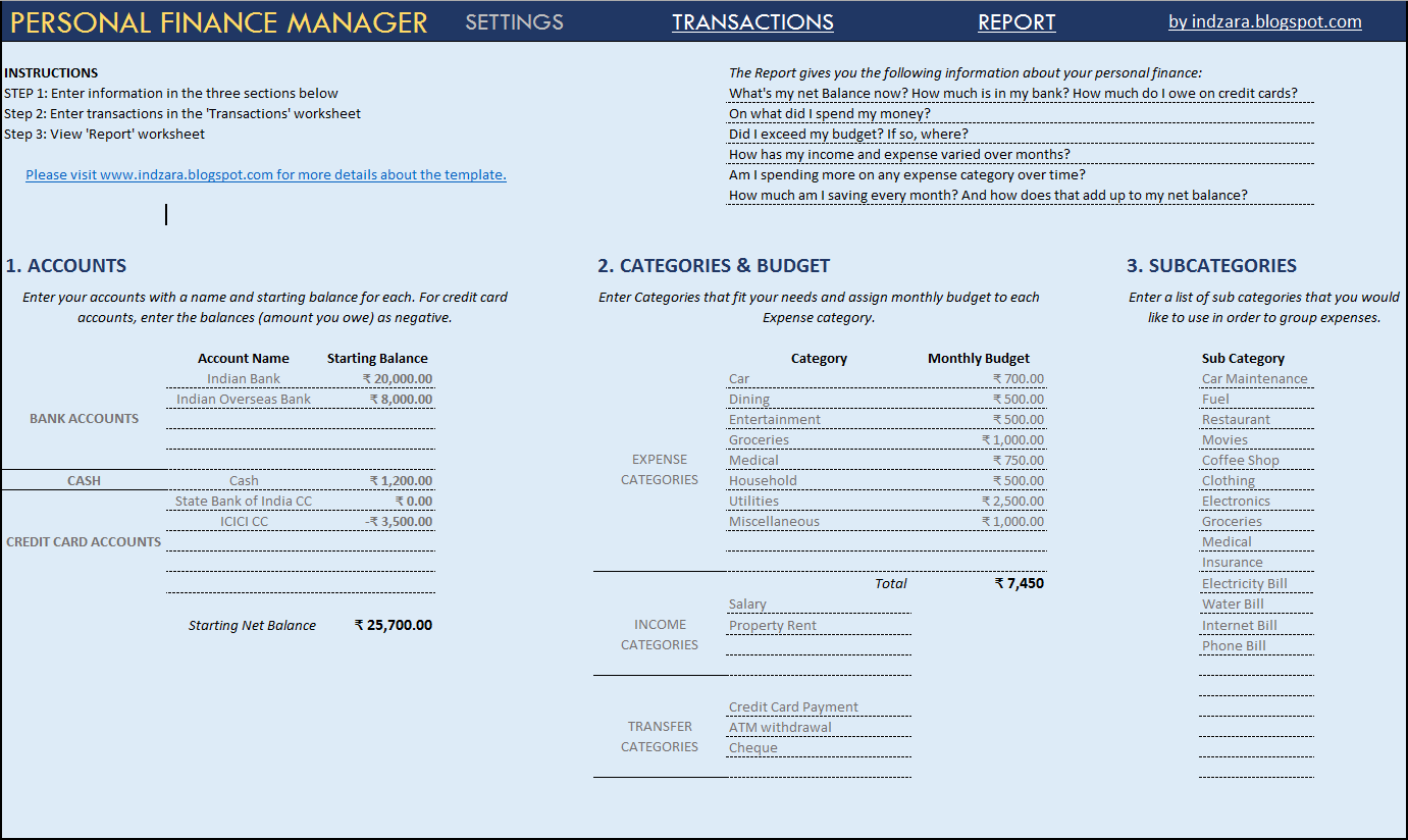 indzara Personal Finance Manager  software screenshot