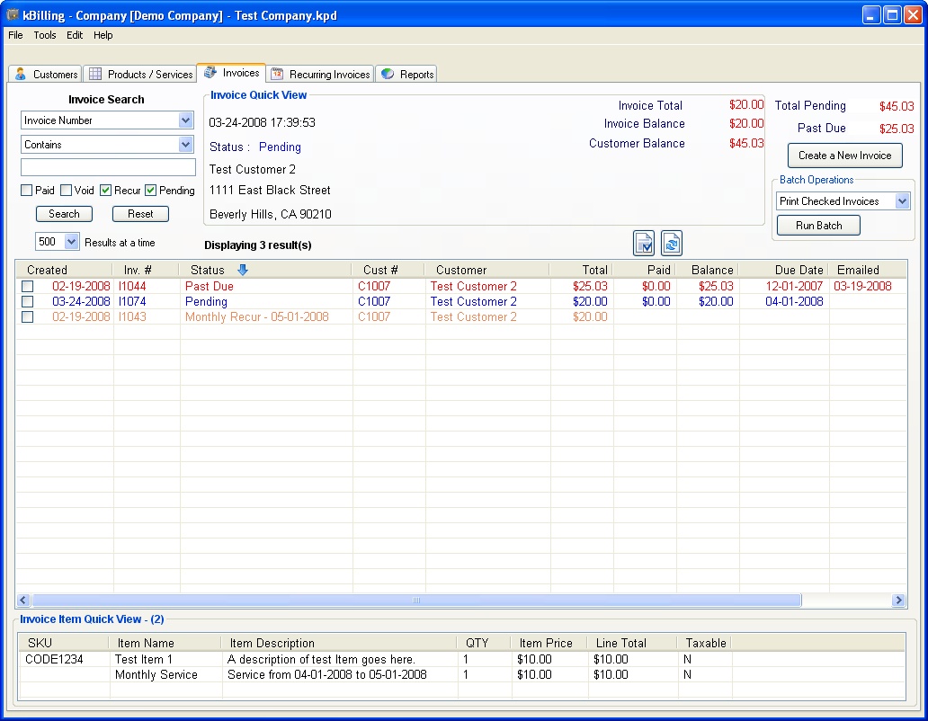 kBilling - Invoice Software 3.9.0 software screenshot