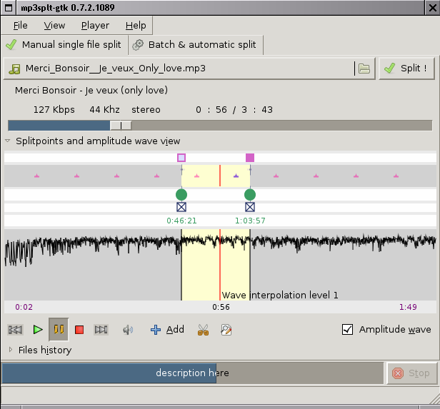 mp3splt-gtk 0.9.2 software screenshot