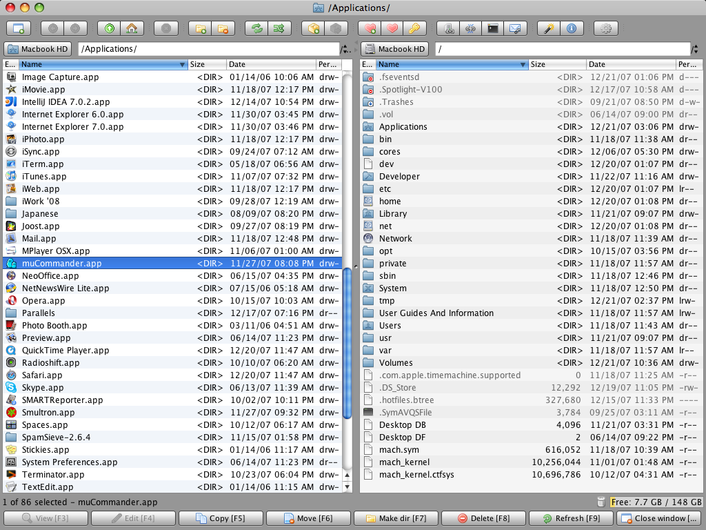 muCommander 0.9.2 software screenshot