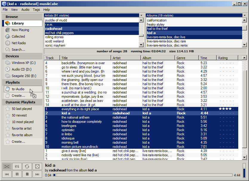musikCube 1.1 software screenshot