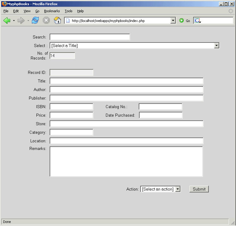 myphpbooks 1.1 software screenshot