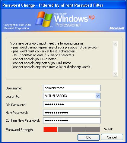 nFront Password Filter 6.2.1 software screenshot
