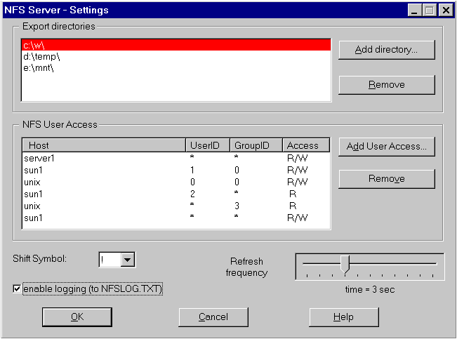nfsAxe Windows NFS Client and NFS Server 3.6 software screenshot