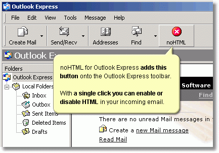 noHTML for Outlook Express 1.00 software screenshot