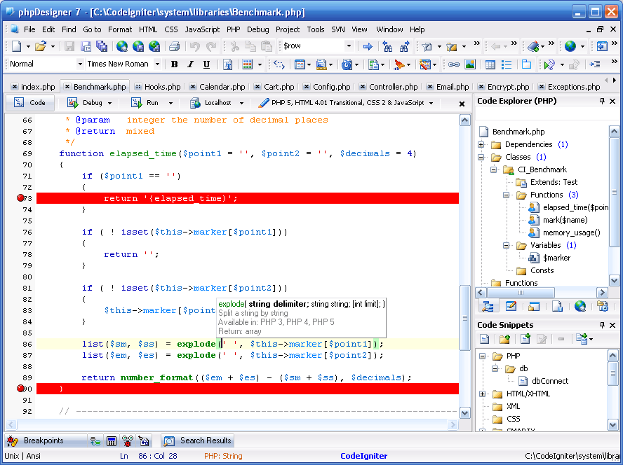 phpDesigner 8.1.2 software screenshot