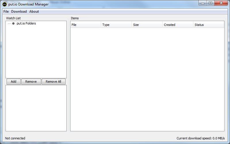 put.io Download Manager 0.2.8 Beta software screenshot