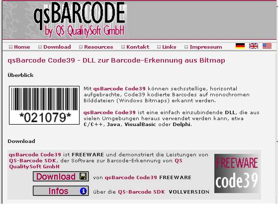 qs Barcode Code39 Reading 2.0.0.4 software screenshot