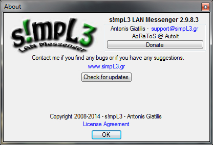 s!mpL3 LAN Messenger 2.9.8.8 software screenshot