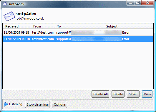 smtp4dev 2.0.8 software screenshot