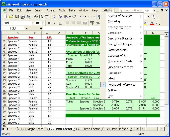 statistiXL 1.8 software screenshot