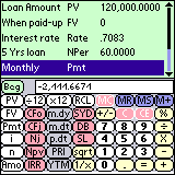 tApCalc Financial tape calculator(Palm) 1.00 software screenshot