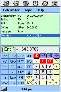 tApCalc Financial tape calculator(Sony/Ericsson P800/P900) 1.20 software screenshot