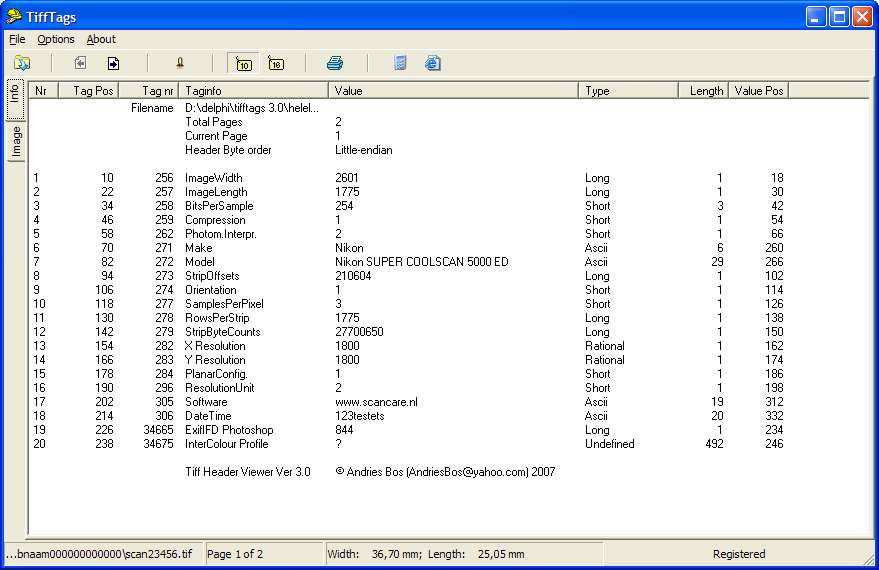 tifftags 5.1 software screenshot