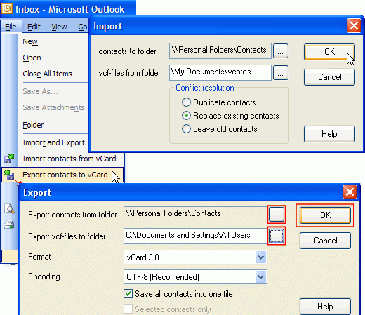 vCard Wizard for Outlook 2.51 software screenshot
