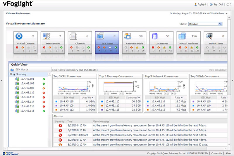 vFoglight Pro 6.7.1 software screenshot