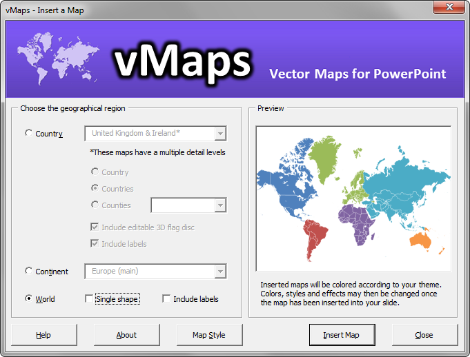 vMaps for PowerPoint 2.57.01JUL2015 software screenshot