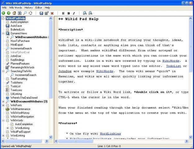 wikidPad Portable 2.2 software screenshot