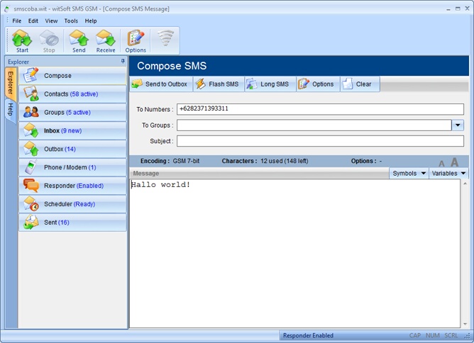 witSoft SMS GSM 1.4.41 software screenshot