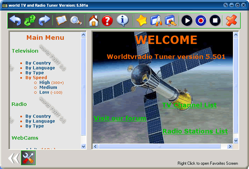 world TVRT 5.501 software screenshot