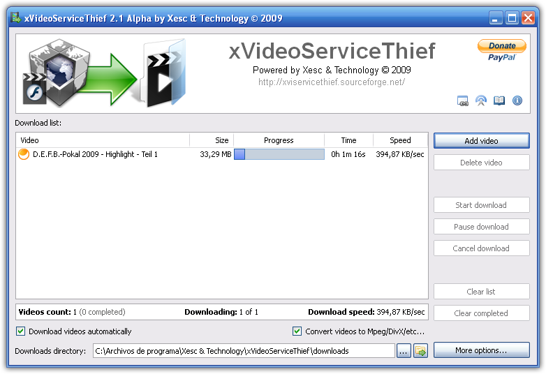 xVideoServiceThief 2.5 software screenshot
