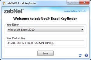 zebNet Excel Keyfinder 1.0.1.3 software screenshot